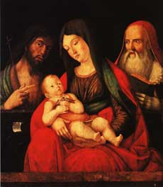 АЛЬВИЗЕ ВИВАРИНИ И ЕГО МАСТЕРСКАЯ
-Мария с младенцем, Иоанном Крестителем и святым Иеронимом-
Нажмите, чтобы посмотреть
в большом формате